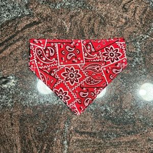 Handmade Reversible pet bandana in red banana print